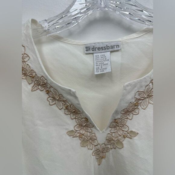 Vintage Y2K White Linen Sleeveless Floral Embroidered Tunic Top Size S - Picture 8 of 11